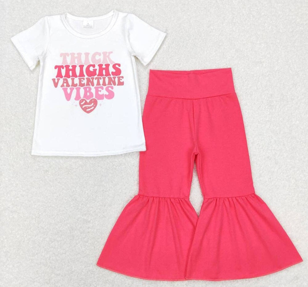 Thick Thighs And Valentine Vibes Ruffle Set