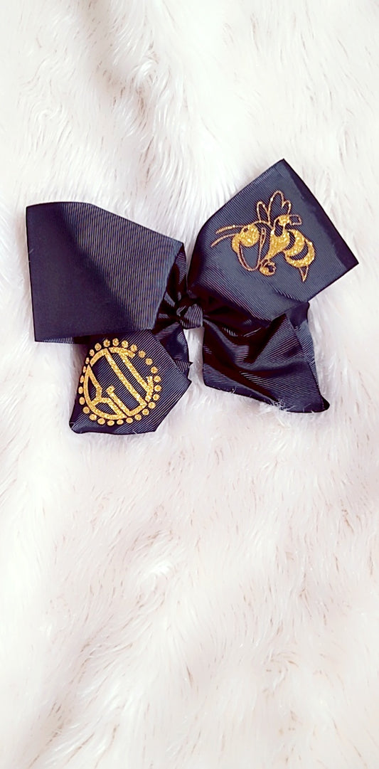 Monogramed Yellow Jacket Bow